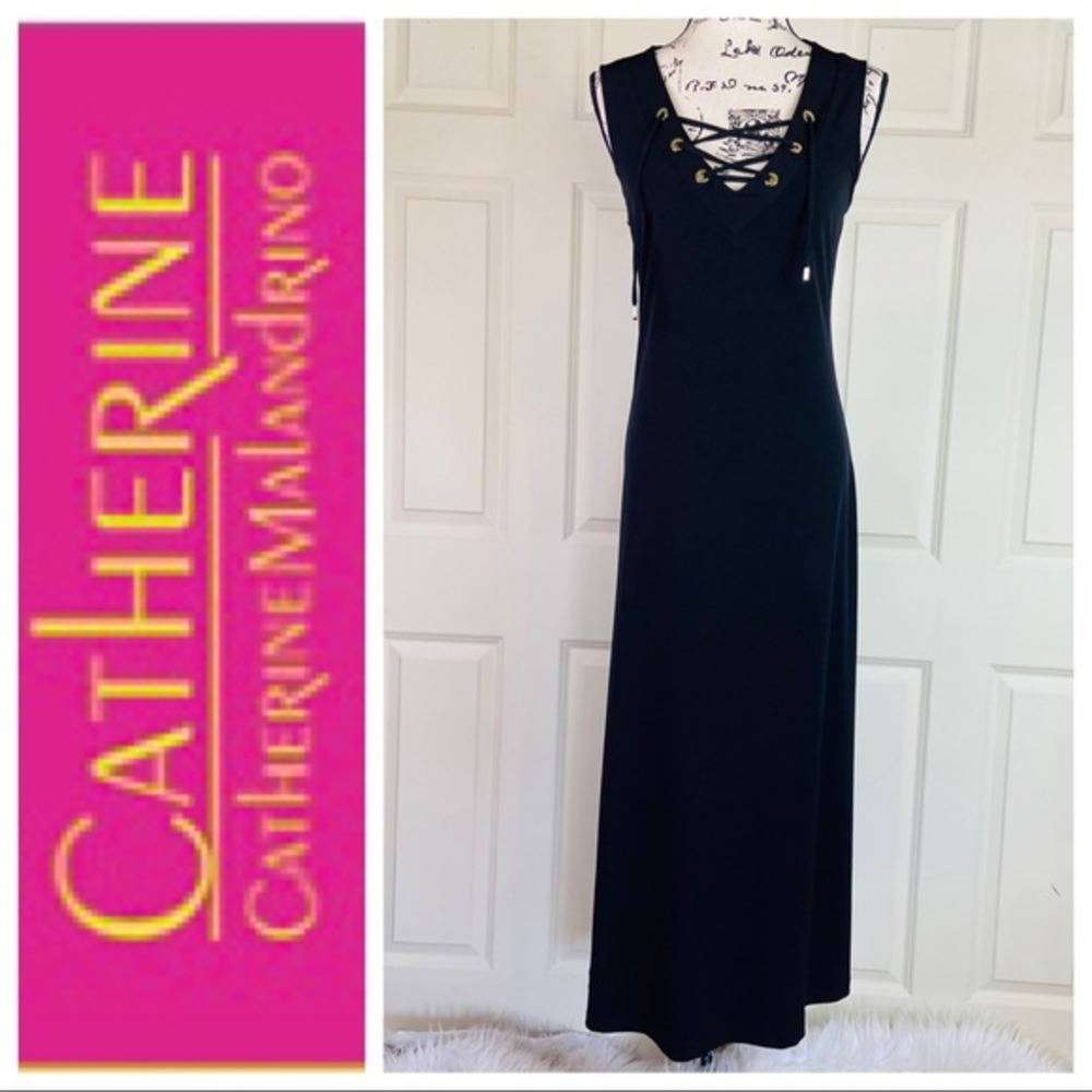 Catherine Malandrino A-Line Lace Up Maxi Dress